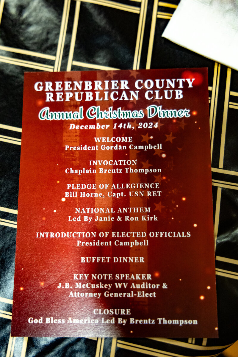Greenbrier County Republican Club Christmas Dinner - December 14th 2024
